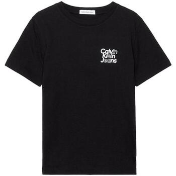 Textil Rapaz T-Shirt mangas curtas Calvin Klein JEANS GAP  Preto