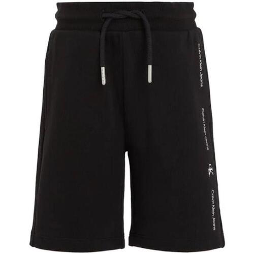 Textil Rapaz Shorts / Bermudas Tommy Jeans Mörkblå strukturerad skjortklänning  Preto