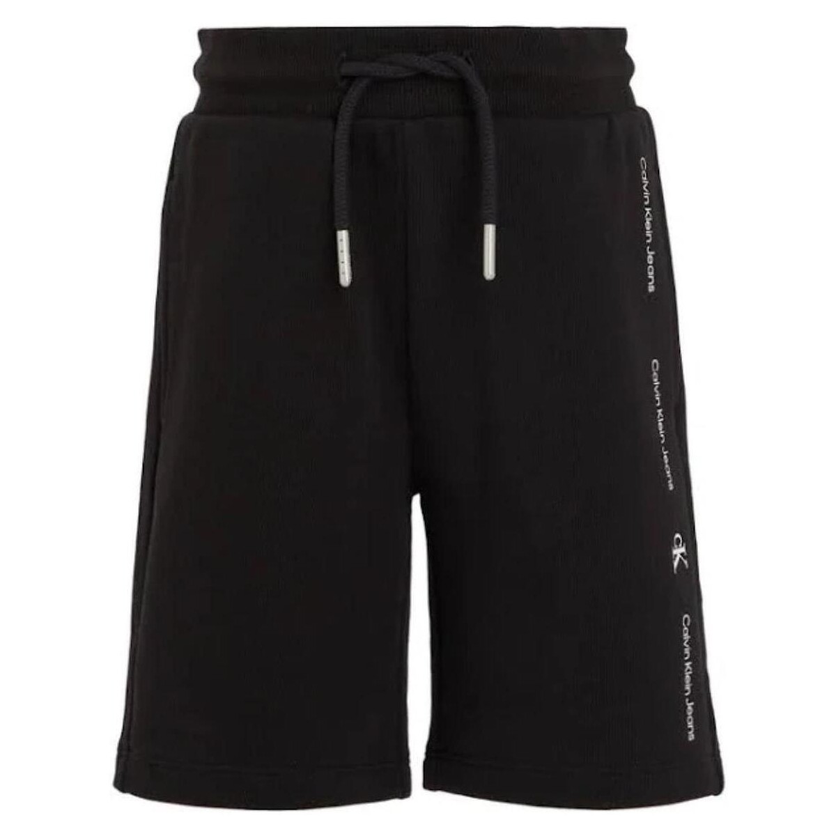 Textil Rapaz Shorts / Bermudas Calvin Klein Cotton Blend Crew Фуфайка  Preto