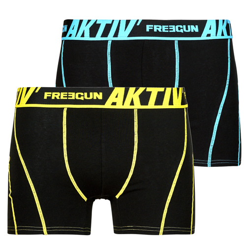 Joggings & roupas de treino Homem Boxer Freegun BOXERS X4 Preto / Azul / Amarelo