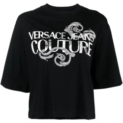 Textil Mulher Polos mangas compridas Versace JEANS Logo Couture 76HAHG01-CJ00G Preto