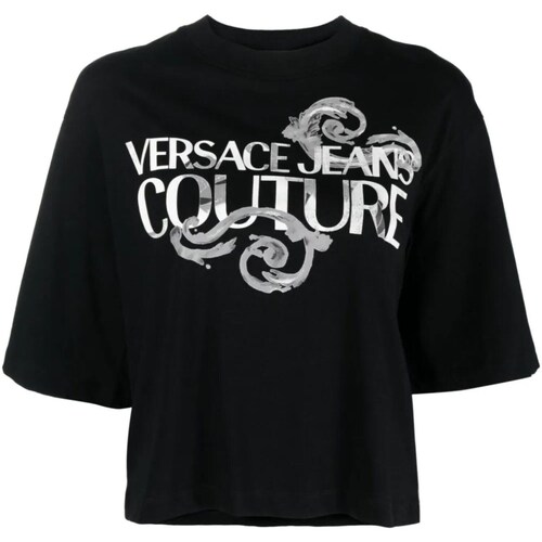 Textil Mulher Polos mangas compridas Versace tapered Jeans Couture 76HAHG01-CJ00G Preto