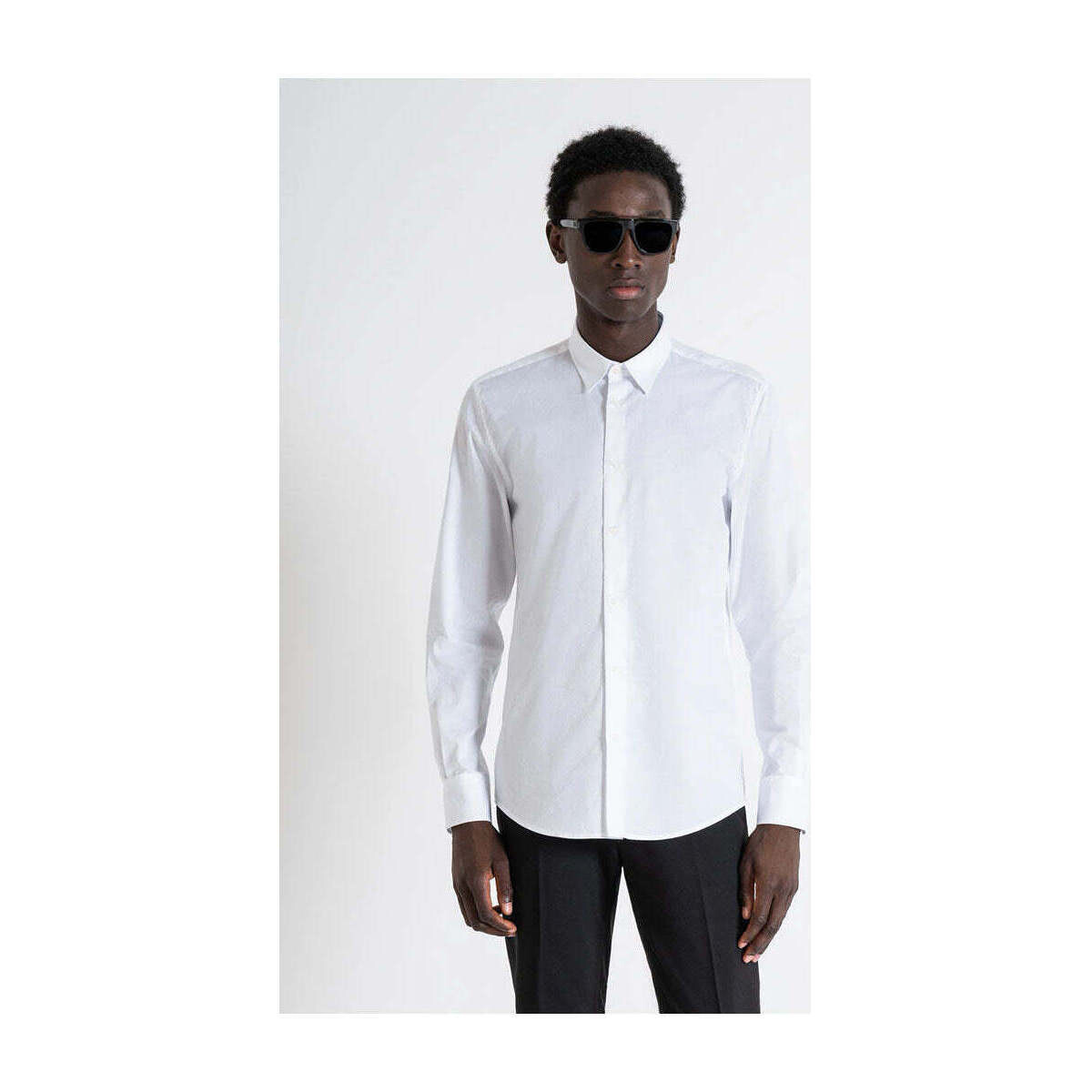 Textil Homem Camisas mangas comprida Antony Morato MMSL00628-FA440052-1000-1-1 Branco