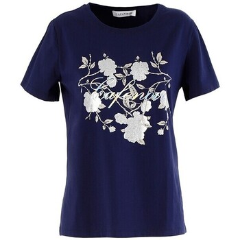 Textil Mulher T-Shirt mangas curtas Café Noir JT922 Azul