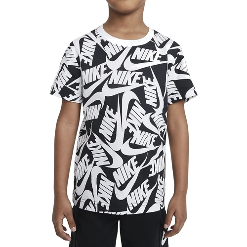 Textil Rapaz T-Shirt mangas curtas branco Nike 86H884 Preto