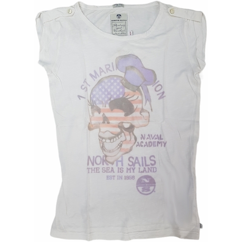 Textil Mulher T-shirt avec imprimé et surpiqûres Noir délavé North Sails 092270 Branco