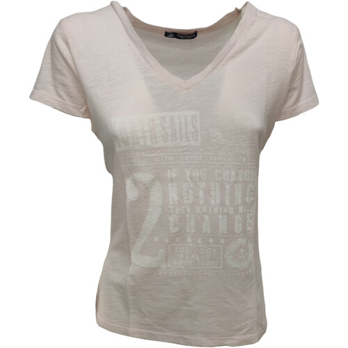 Textil Mulher T-shirt avec imprimé et surpiqûres Noir délavé North Sails 092876 Rosa