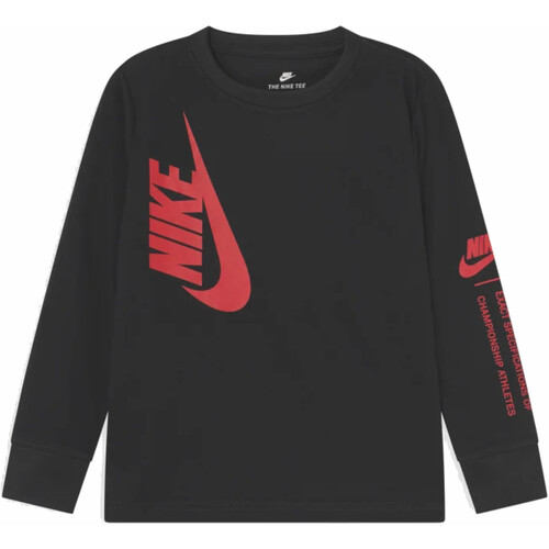 Textil Rapaz T-shirt mangas compridas Nike Club 86I016 Preto