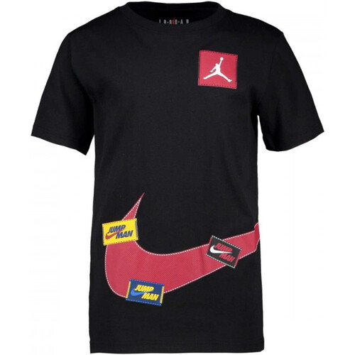 Textil Rapaz T-Shirt mangas zapatillass Nike 95A739 Preto