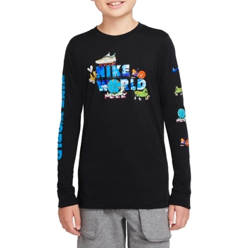 Textil Rapaz T-shirt mangas compridas Nike DO1839 Preto