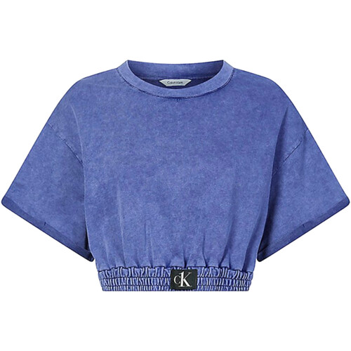 Textil Mulher T-Shirt mangas curtas Calvin Logo Klein Jeans KW0KW01780 Violeta