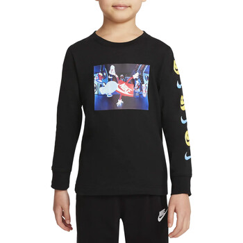 Textil Rapaz T-shirt mangas compridas Nike 86J266 Preto