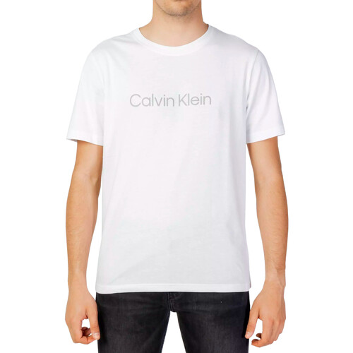 Textil Homem T-Shirt mangas Zips Calvin Klein JEANS white 00GMS2K107 Branco