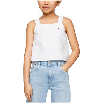 Textil Rapariga T-Shirt mangas curtas tommy Leather Hilfiger  Branco