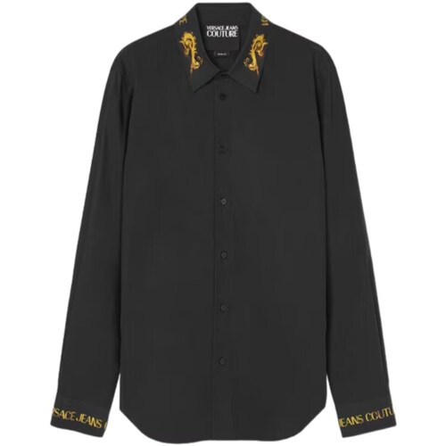 Textil Homem Camisas mangas comprida Versace Maxi JEANS Couture 76GAL2SW-N0132 Preto