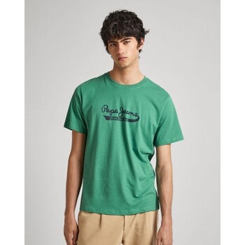 Textil Homem T-Shirt mangas curtas Pepe navy PM509390 CLAUDE Verde
