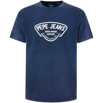 Textil Homem T-Shirt mangas curtas Pepe semi-sheer JEANS  Azul