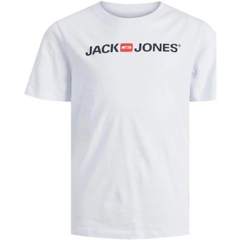 Textil Rapaz T-Shirt GOONS mangas curtas Jack & Jones 12212865 JJECORP LOGOTEE SS CCREWNEK OS JNR WHITE Branco