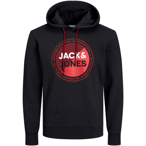 Textil Homem Sweats Jack & Jones 12248000 JJLOYD SWEAT HOOD BLACK Preto