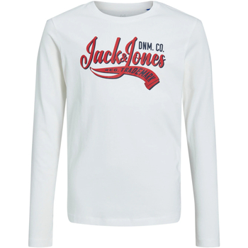 Textil Rapaz T-shirt mangas compridas Jack & Jones 12237371 JJELOGO TEE LS NECK 2 COL 2324 CLOUD DANCER Branco