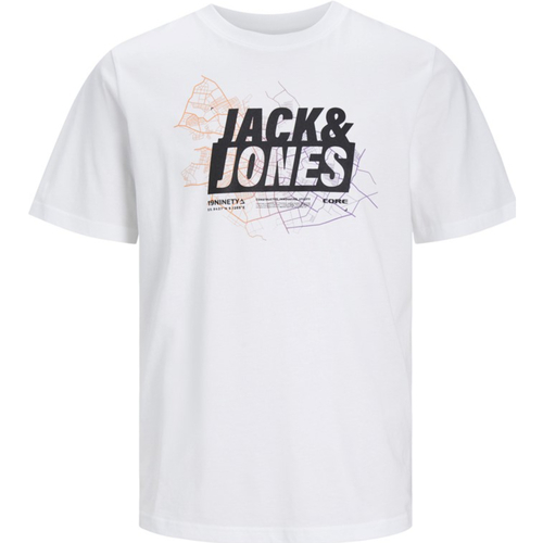 Textil Homem T-Shirt mangas curtas Jack & Jones 12252376 JCOMAP LOGO TEE SS CREW NECK SN WHITE Branco