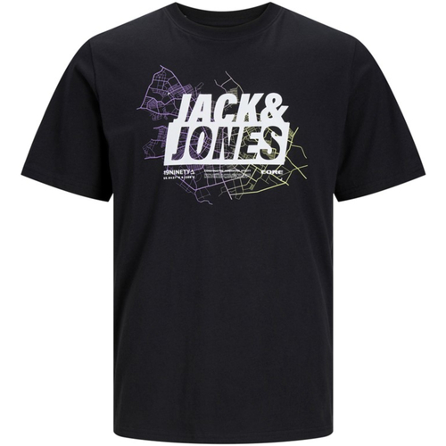 Textil Homem T-Shirt mangas curtas Jack & Jones 12252376 JCOMAP LOGO TEE SS CREW NECK SN BLACK Preto