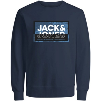 Textil Rapaz Sweats Jack & Jones 12257441 JCOLOGAN SS24 PRINT SWEAT CREW NECK MNI NAVY BLAZER Azul