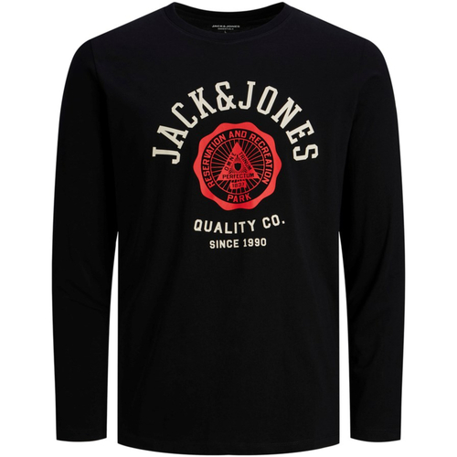 Textil Rapaz T-shirt mangas compridas Jack & Jones 12247009 JWHLOGO TEE LS O-NECK 2COL AW22 JNR BLACK Preto