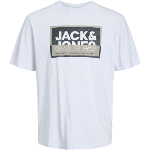 Textil Rapaz T-Shirt mangas curtas Jack & Jones 12254194 JCOLOGAN TEE SS CREW NECK SS24 JNR WHITE Branco