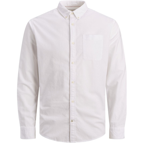 Textil Homem Camisas mangas comprida Precisa de ajuda 12190444 JJEOXFORD SHIRT L/S S21 NOOS PLS WHITE Branco