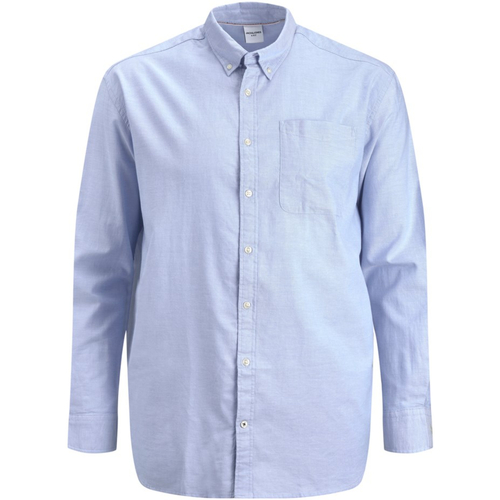 Textil Homem Camisas mangas comprida Candeeiros de mesa 12190444 JJEOXFORD SHIRT L/S S21 NOOS PLS CASHMERE BLUE Azul