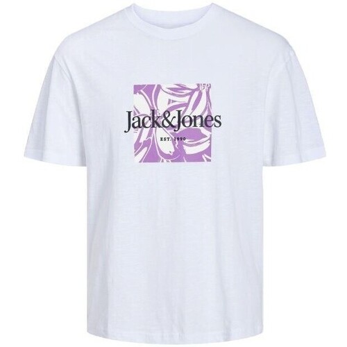 Textil Homem T-Shirt mangas curtas Jack & Jones 12250436 JORLAFAYETTE Branco