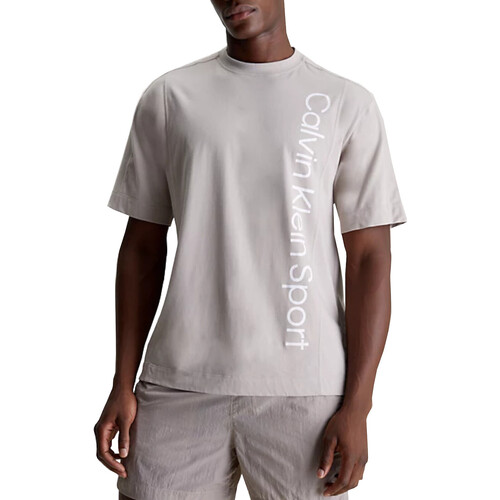 Textil Homem T-Shirt mangas curtas Calvin Logo Klein Jeans 00GMS4K173 Bege