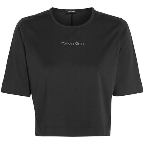Textil Mulher T-Shirt mangas curtas Calvin Klein T-shirt Stacked Logo 00GWS4K210 Preto