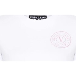 Telighters Mulher Polos mangas compridas Versace Logo Jeans Couture 76HAHG06-CJ02G Branco