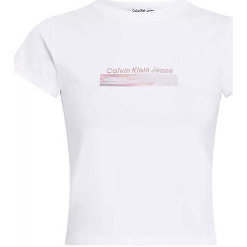 Textil Mulher T-shirts e Pólos Calvin Klein Jeans J20J223167-YAF-1-31 Branco