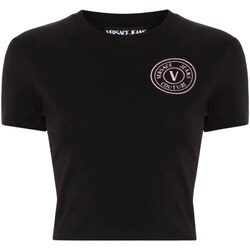 Telighters Mulher Polos mangas compridas Versace Logo Jeans Couture 76HAHG06-CJ02G Preto