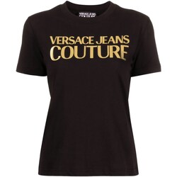 Telighters Mulher Polos mangas compridas Versace Logo Jeans Couture 76HAHG04-CJ00G Preto
