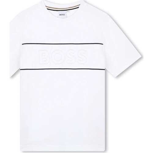 Textil Rapaz Minnie Mouse bow-print T-shirt BOSS J50727 Branco
