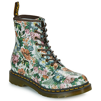 Sapatos Mulher Botas baixas Dr. Martens occhielli 1460 W Multi Floral Garden Print Backhand Branco / Multicolor