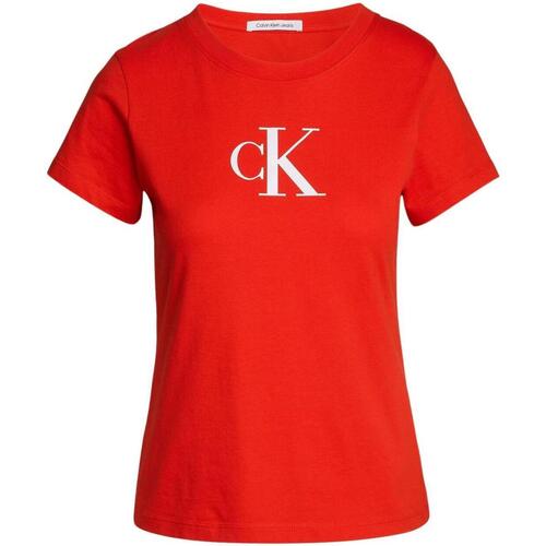 Textil Mulher T-shirts e Pólos Calvin Klein Jeans  Vermelho