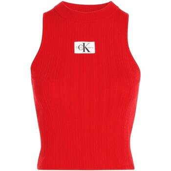 Textil Mulher T-shirts e Pólos Calvin Klein Jeans  Vermelho