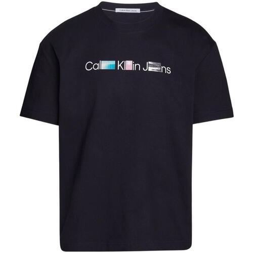Textil Homem T-Shirt mangas curtas Calvin Logo Klein Jeans  Cinza