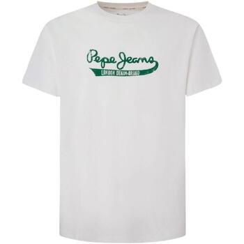 Textil Homem T-Shirt mangas curtas Pepe semi-sheer JEANS  Branco