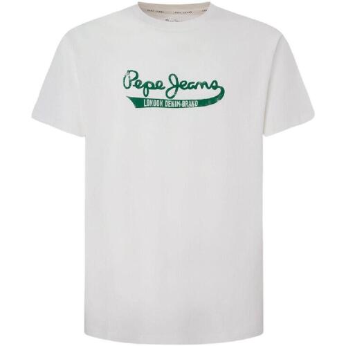 Textil Homem T-Shirt mangas curtas Pepe semi-sheer JEANS  Branco