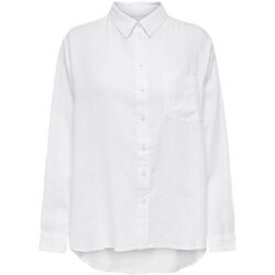 Textil Mulher camisas Only 15259585 TOKYO LINEN SHIRT-BRIGHT WHITE Branco