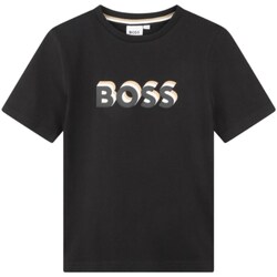Textil Rapaz T-shirt mangas compridas BOSS J50723 Preto