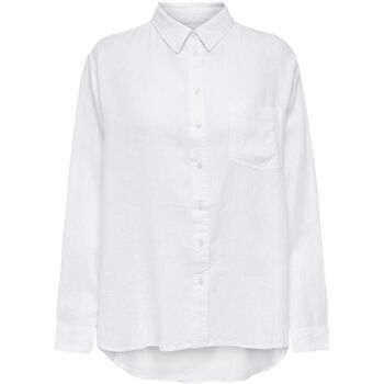 Textil Mulher camisas Only 15259585 TOKYO LINEN SHIRT-BRIGHT WHITE Branco