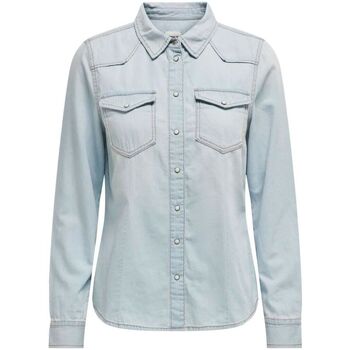 Textil Mulher camisas Only 15315185 ALEXA-LIGHT BLUE DENIM Azul