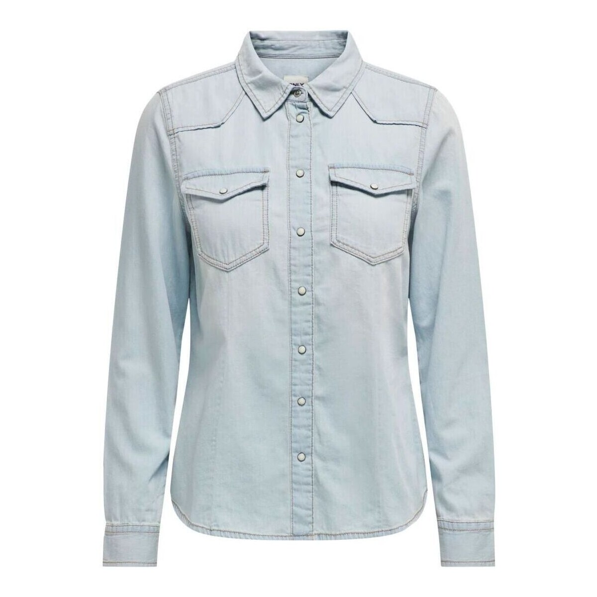 Textil Mulher camisas Only 15315185 ALEXA-LIGHT BLUE DENIM Azul